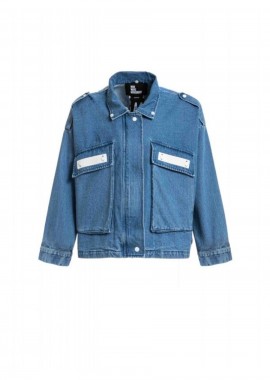 MOD WAVE MOVEMENT UnisexTeddy Bear Denim Jacket - Μπλε-MW091070432-BLUE