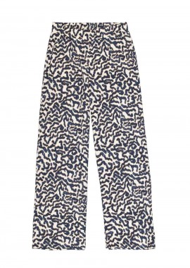 GARCIA - GARCIA Γυναικείο Παντελόνι O260113 Ladies Pants - Εκρού / Μπλε Print-O260113