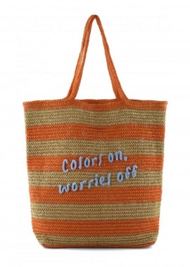 Colors of California Τσάντα Θαλάσσης Raffia - Πορτοκαλί-HC.HOLLY03
