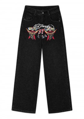 Ed Hardy Texas Rodeo Γυναικείο Jeans - Μαύρο-ED5718-BLACK