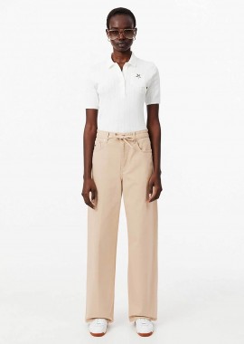 LACOSTE - Lacoste γυναικείο τζιν παντελόνι πεντάτσεπο Wide Leg - HF0206-00 Μπεζ