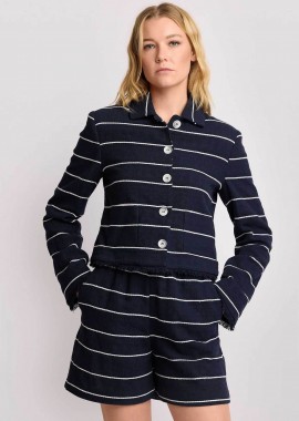 Kocca γυναικείο jacket με ριγέ σχέδιο και ξέφτια 