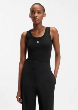 HUGO - Hugo Boss γυναικείο αμάνικο τοπ μονόχρωμο με contrast logo print