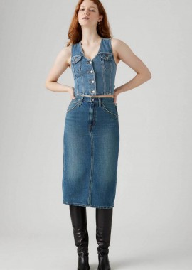 LEVI'S - Levi's® γυναικεία midi φούστα denim ψηλόμεση πεντάτσεπη Slim Fit - 001VH0006 Denim Blue