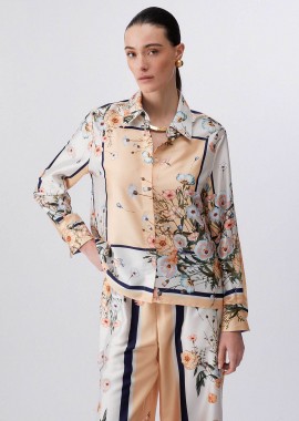 Liu Jo γυναικείo πουκάμισο με floral print Regular Fit - WA6357T2555 Λευκό