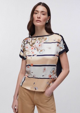 Liu Jo γυναικείο T-shirt με floral print - WA6437J6308 Λευκό