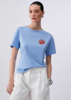 LIU JO - Liu Jo γυναικείο T-shirt με print Regular Fit - WA6414JS923 Γαλάζιο