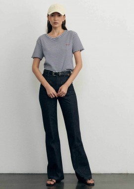MAISON LABICHE - Maison Labiche γυναικείο κοντομάνικο πουλόβερ ribbed με ριγέ σχέδιο Slim Fit