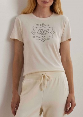 LAUREN RALPH LAUREN - Lauren Ralph Lauren γυναικείο T-shirt με graphic logo από τρουκς Relaxed Fit - 200940495002 Κρέμ