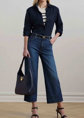 LAUREN RALPH LAUREN - Lauren Ralph Lauren γυναικείο τζιν παντελόνι ψηλόμεσο cropped - 200973246001 Denim Blue
