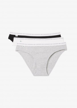 Lacoste σετ γυναικεία εσώρουχα brief με contrast μέση και λογότυπο (3 τεμάχια) - 8F1338 Γκρι
