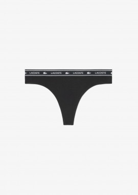 Lacoste γυναικείο εσώρουχο string brief με logo tape - 8F1342-00 Μαύρο