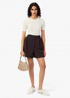LACOSTE - Lacoste γυναικεία βερμούδα με μαλλί Oversized Fit - FF0243 Καφέ Σκούρο