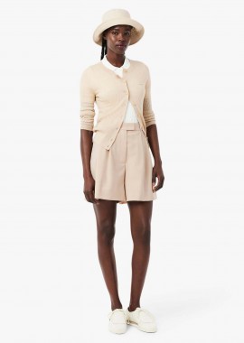 LACOSTE - Lacoste γυναικεία βερμούδα με μαλλί Oversized Fit - FF0243 Nude