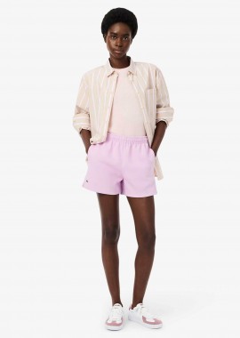 LACOSTE - Lacoste γυναικείο σορτς πικέ με κεντημένο λογότυπο - GF6901-00 Ροζ Ανοιχτό