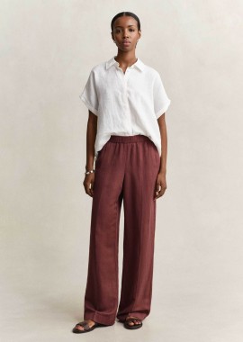 GANT - Gant γυναικείο παντελόνι με ελαστική μέση Relaxed Fit - 4150381 Σάπιο Μήλο