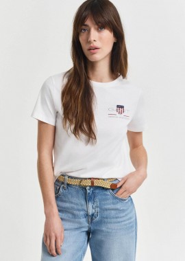 GANT - Gant γυναικείο T-shirt με κεντημένο graphic logo Regular Fit - 4200277 Λευκό