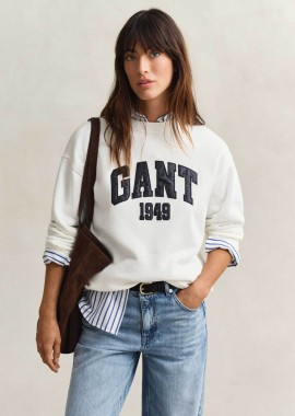 GANT - Gant γυναικεία μπλούζα φούτερ με contrast graphic logo Relaxed Fit - 4201419 Λευκό