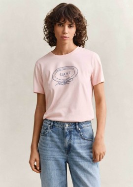 GANT - Gant γυναικείο T-shirt με graphic print Regular Fit - 4201440 Ροζ Ανοιχτό