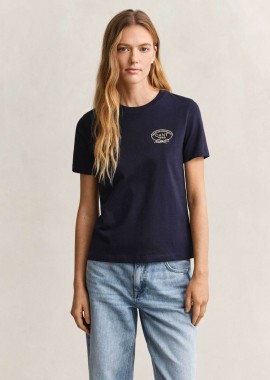 GANT - Gant γυναικείο T-shirt με κεντημένο rope graphic logo Regular Fit - 4201443 Μπλε Σκούρο