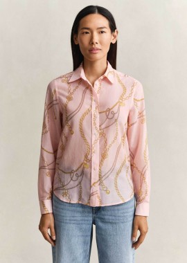 Gant γυναικείο πουκάμισο με μετάξι και print Regular Fit - 4300624 Ροζ Ανοιχτό