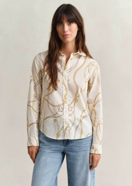 GANT - Gant γυναικείο πουκάμισο με print Regular Fit - 4300625 Εκρού