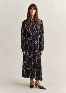 GANT - Gant γυναικείο midi φόρεμα σεμιζιέ με print Regular Fit - 4503480 Μπλε Σκούρο