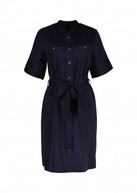 Gant γυναικείο midi φόρεμα σεμιζιέ με ζώνη Regular Fit - 4503532 Μπλε Σκούρο