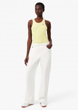 Lacoste γυναικείο τζιν παντελόνι πεντάτσεπο Wide Leg - HF0206-00 Λευκό