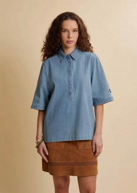 La Martina γυναικεία denim μπλούζα με λογότυπο Oversized Fit 