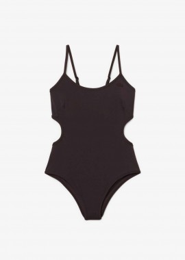 LACOSTE - Lacoste γυναικείο μαγιό ολόσωμο με λογότυπο - MF9882 Καφέ Σκούρο