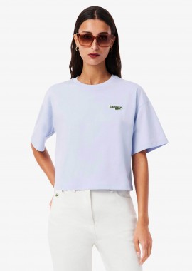 Lacoste γυναικείο T-shirt με κεντημένο λογότυπο Relaxed Fit - TF7605-00 Σιελ