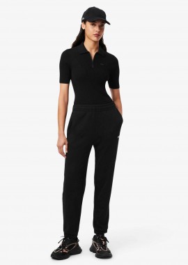 LACOSTE - Lacoste γυναικείο παντελόνι φόρμας με κεντημένο λογότυπο Straight Fit - XF7604-00 Μαύρο