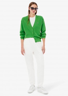 Lacoste γυναικείο παντελόνι φόρμας με κεντημένο λογότυπο Straight Fit - XF7604-00 Λευκό