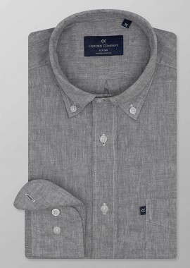 Oxford Company ανδρικό sport πουκάμισο button down μονόχρωμο Regular Fit - L210-BZ10.03 Γκρι