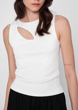'ALE - 'ALE γυναικείο τοπ αμάνικο με με cut-out - 82887281 Λευκό