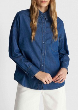 'ALE - 'ALE γυναικείο denim πουκάμισο με τσέπη - 8923176 Denim Blue Σκούρο