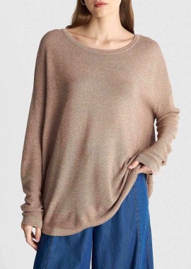 'ALE - 'ALE γυναικεία πλεκτή μπλούζα Oversized - 8P23386 Μπεζ