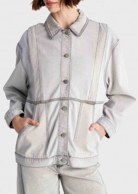 'ALE - 'ALE γυναικείο denim μπουφάν με vintage όψη - 8922970 Ανθρακί