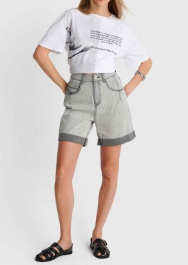 'ALE γυναικείο denim σορτς - 8922976 Ανθρακί