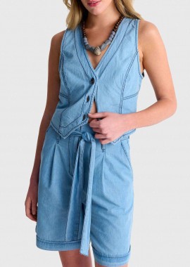 'ALE - 'ALE γυναικείο denim γιλέκο με ραφές - 81253458 Denim Blue