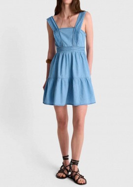 'ALE - 'ALE γυναικείο mini φόρεμα αμάνικο με denim όψη - 81253759 Denim Blue