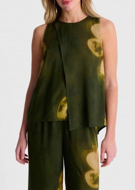 'ALE - 'ALE γυναικείο αμάνικο τοπ ασύμμετρο με floral print - 8923518 Κυπαρισσί