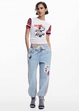 DESIGUAL - Desigual γυναικείo τζιν παντελόνι jogger με print