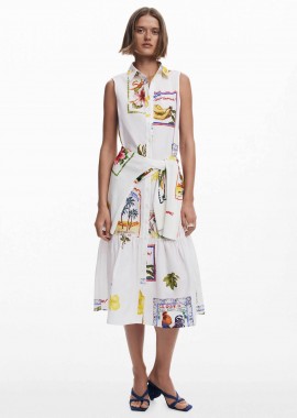 DESIGUAL - Desigual γυναικείο φόρεμα midi αμάνικο με print