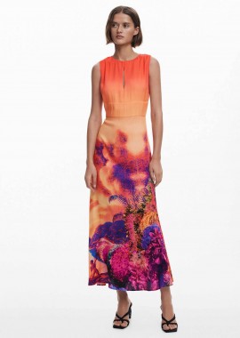 Desigual γυναικείο φόρεμα midi με print 