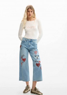 Desigual γυναικείo τζιν παντελόνι με print 