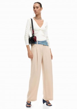 Desigual γυναικείο παντελόνι με ζώνη Wide Fit 