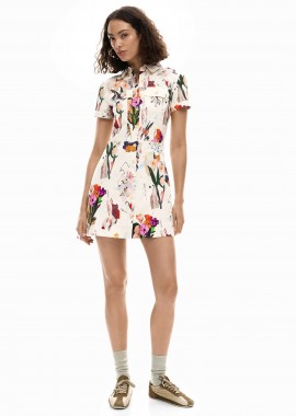 Desigual γυναικείο mini φόρεμα σεμιζιέ με floral print 