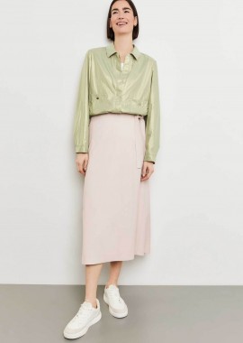 GERRY WEBER - Gerry Weber γυναικεία midi φούστα κρουαζέ με flap τσέπη A-line - 310012-31331 Μπεζ
